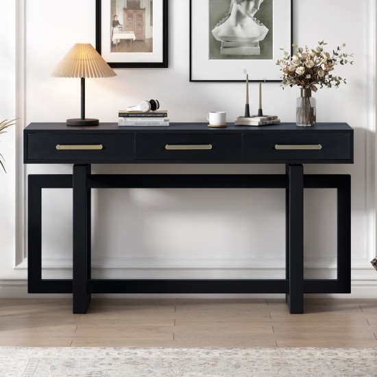 U_STYLE Elegant Console Table with Three Drawers, Extra Long Entryway Table for Entryway, Hallway, Living Room, Foyer, Corridor