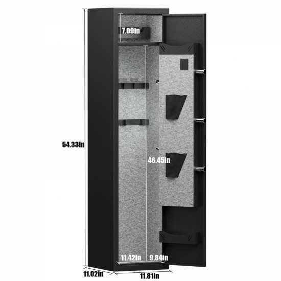 3-4 Gun Safe for Rifles and Pistols,Quick Access Fingerprint Gun Safe,High Security Metal Rifle Safe Locker with Removable Shelf and 2 Adjustable Gun Slots