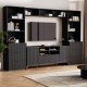 U-Can 4-Piece Entertainment Wall Unit with 13 shelves,8 Drawers and 2 Cabinets, Multifunctional TV Stand Media Storage Cabinet with Fluted Line Surface for Living Room, for TVs Up to 70 Inch