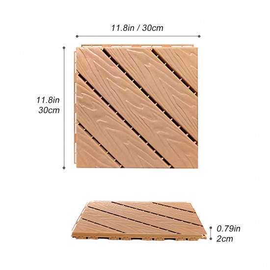 Plastic Composite Deck Tiles Set of 35pcs, Composite Decking Resist Rust, Water, Weather, Easy to DIY & Maintain, Ideal for Patios, Balconies, Rooftops, Decks, Indoor&Outdoor, 12x12 Inch Wood color