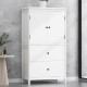 Bathroom Storage Cabinet, Cabinet with Two Doors and Drawers, Adjustable Shelf, MDF Board, White