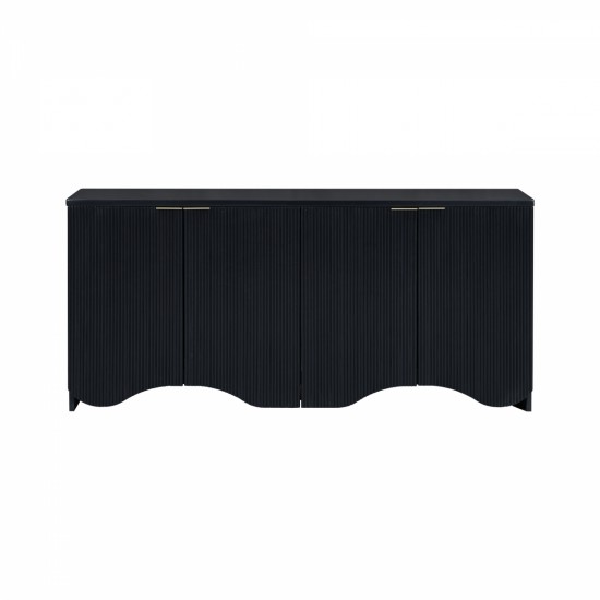 U-Style Vertical Stripes and Wavy Design of a Four-Door Cabinet Cabinet Suitable for Hallway, Entryway, Living Room