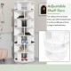 ON-TREND Φ23.6'' Rotating Shoe Rack Tower, 7-Tier Spinning Shoe Shelf with 5 Grids Per Layer, Display Rack, 360° Revolving Shoe Carousel Closet Organizer for Entryway, Living Room, White