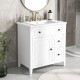 30 Inch Bathroom Vanity with Sink Top, Bathroom Vanity Cabinet with Door and Two Drawers, Solid Wood Frame, One Package, White (Old Sku:WF311620AAK)