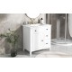 30 Inch Bathroom Vanity with Sink Top, Bathroom Vanity Cabinet with Door and Two Drawers, Solid Wood Frame, One Package, White (Old Sku:WF311620AAK)