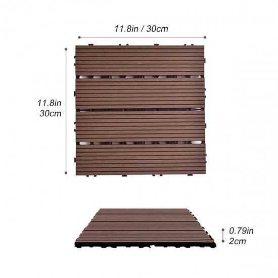 Wood Plastic Composite Deck Tiles Set of 20pcs, Composite Decking Resist Rust, Water, Weather, Indoor&Outdoor, Easy to DIY & Maintain, Ideal for Patios, Balconies, Rooftops, Decks, 12x12i Light Coffee