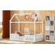 Twin Size Wood House Bed with Fence and Door, White(Old SKU: WF303131AAK)