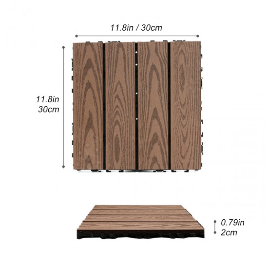 Wood Plastic Composite Deck Tiles Set of 20pcs, Composite Decking Resist Rust, Water, Weather, Easy to DIY & Maintain, Indoor&Outdoor,Ideal for Patios, Balconies, Rooftops, Decks, 12x12in Light Coffee