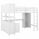 Wood Loft Bed with Cabinet and Bookshelf, Full Size Loft with Wardrobe and Desk for Kids,White (Expect Arrival Date 2024/8/25)