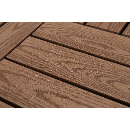 Wood Plastic Composite Deck Tiles Set of 20pcs, Composite Decking Resist Rust, Water, Weather, Easy to DIY & Maintain, Indoor&Outdoor,Ideal for Patios, Balconies, Rooftops, Decks, 12x12in Light Coffee