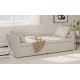 Modern Upholstered Chaise Lounger Daybed Small Single Daybed with 2 Drawers, No Mattress Needed, Perfect For Living Rooms & Home Office, Linen Fabric, Beige