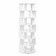 ON-TREND Φ23.6'' Rotating Shoe Rack Tower, 7-Tier Spinning Shoe Shelf with 5 Grids Per Layer, Display Rack, 360° Revolving Shoe Carousel Closet Organizer for Entryway, Living Room, White