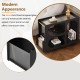 ON-TREND Mobile End Table with Lockable Wheels, Narrow Coffee Table with 5mm Thick Fluted Tempered Glass, Modern Nightstand with Golden Round Rod, Living Room, Black, 31.5''W x11.8''D x 23.1''H