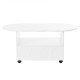 ON-TREND Flexible Cream Style Coffee Table with 2 Brake Wheels, Cloud Top Side Table with Drawer, Irregular Center Table with Large Storage for Living Room, White, 39.37''x 23.6''