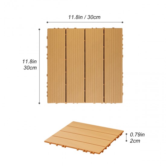 Plastic Composite Deck Tiles Set of 35pcs, Composite Decking Resist Rust, Water, Weather, Indoor&Outdoor, Easy to DIY & Maintain, Ideal for Patios, Balconies, Rooftops, Decks, 12x12 Inch Wood color