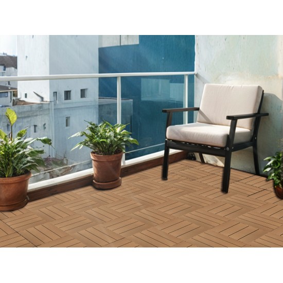 Plastic Composite Deck Tiles Set of 35pcs, Composite Decking Resist Rust, Water, Weather, Indoor&Outdoor, Easy to DIY & Maintain, Ideal for Patios, Balconies, Rooftops, Decks, 12x12 Inch Wood color