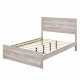 Vintage Farmhouse Style Queen Size Platform Bed with 10 Wooden Slats Support, No Box Spring Needed, Rustic White