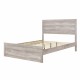 Vintage Farmhouse Style Queen Size Platform Bed with 10 Wooden Slats Support, No Box Spring Needed, Rustic White