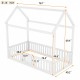 Twin Size Wood House Bed with Fence and Door, White(Old SKU: WF303131AAK)