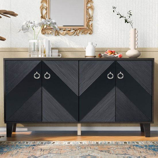 U-Style Light Luxury Cabinet Adorned with Geometric Patterns, Suitable for Hallway, Entryway, Living Room