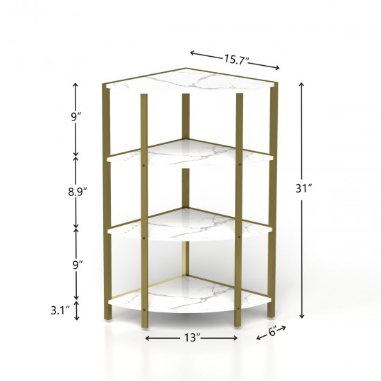 4-Tier Corner Open Shelf,Bookcase Freestanding Shelving Unit,Plant Stand Small Bookshelf for Living Room, Home Office, Kitchen, Small Space