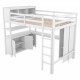 Wood Loft Bed with Cabinet and Bookshelf, Full Size Loft with Wardrobe and Desk for Kids,White (Expect Arrival Date 2024/8/25)