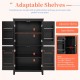 Elegant Bathroom Floor Storage Cabinet, Bathroom Storage Unit, Freestanding Cabinet with 4 Doors, Adjustable Shelves, Adaptable Shelves, Black