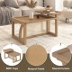 Modern 2 Piece Nesting Rattan Wood+ MDF Coffee Table Set in Natural