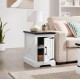 Farmhouse end table Nightstand Rectangular Farmhouse End Table with Barn Door and Adjustable Storage Shelf, Rustic Sofa Side Table for Living Room, Bedroom, White