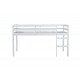 Solid Wooden, Rubber Wooden Twin Loft Bed with Ladder, Bed Platform of Strengthened Slats , White