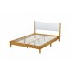 Queen Size  Rubber Wooden , Solid Wooden Bed with Teddy Velvet Cushion Upholstered Headboard, Enhanced by Support Feet