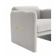 Arm Chair with waved arms, Metal decoration on both side arms, Accent chair for Primary Living Space,Living room,Bedroom, Teddy Fabric, Light Grey