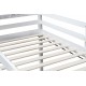 Solid Wooden, Rubber Wooden Twin Loft Bed with Ladder, Bed Platform of Strengthened Slats , White