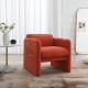 Arm Chair with waved arms, Metal decoration on both side arms, Accent chair for Primary Living Space, Living room, Bedroom, Teddy Fabric, Orange