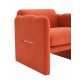 Arm Chair with waved arms, Metal decoration on both side arms, Accent chair for Primary Living Space, Living room, Bedroom, Teddy Fabric, Orange