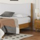 Queen Size  Rubber Wooden , Solid Wooden Bed with Teddy Velvet Cushion Upholstered Headboard, Enhanced by Support Feet