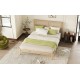 Queen Size Rubber Wooden, Solid Wooden Bed with Rattan Headboard, Enhanced by Support Feet