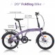 Purple 20 inch kids Folding Bike Steel Frame 7 Speed  City Bike