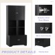 Tall and Wide Bathroom Floor Storage Cabinet, Bathroom Storage Unit, Freestanding Cabinet with 4 Doors, Adjustable Shelves, Open multi-layer Shelves, Black