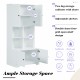 Tall and Wide Bathroom Floor Storage Cabinet, Bathroom Storage Unit, Freestanding Cabinet with 4 Doors, Adjustable Shelves, Open multi-layer Shelves, White