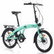 Green 20 inch Folding Bike Steel Frame 7 Speed City Bike