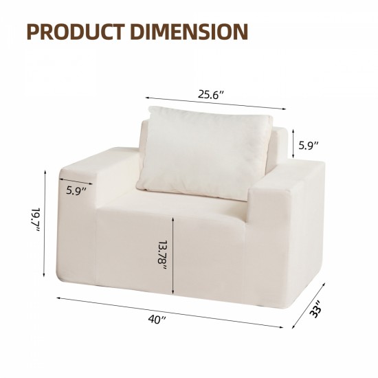 Sofa in a box Foam Sofa Couch with Pillow, Bean Bag Chairs for Adults Stuffed High-Density Foam, Large Bean Bag Sofa for Living room Bedroom Gaming Room