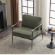 Upholstered Mid Century Lounge Chair Reading Armchair Chenille Fabric Modern Arm Chair with Metal Frame , Accent Chair for Living Room,  Green