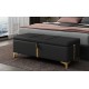 Elegant Upholstered Storage Ottoman,Storage Bench with Metal Legs for Bedroom,Living Room,Fully Assembled Except Legs,Black