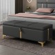 Elegant Upholstered Storage Ottoman,Storage Bench with Metal Legs for Bedroom,Living Room,Fully Assembled Except Legs,Black