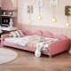 Twin size Upholstered Daybed, Sherpa Fabric Sofabed with Cloud-Shaped Backrest, No Box-spring Needed, Pink