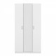 3 Door Wardrobe with Mirror, Armoire with Hanging Rod and 3 Fixed Shelves,White