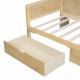 Wooden Twin Size Daybed with Storage Shelves, Multi-functional Bed with Two Storage Drawers and  Study Desk, Natural