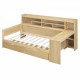 Wooden Twin Size Daybed with Storage Shelves, Multi-functional Bed with Two Storage Drawers and  Study Desk, Natural