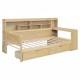 Wooden Twin Size Daybed with Storage Shelves, Multi-functional Bed with Two Storage Drawers and  Study Desk, Natural